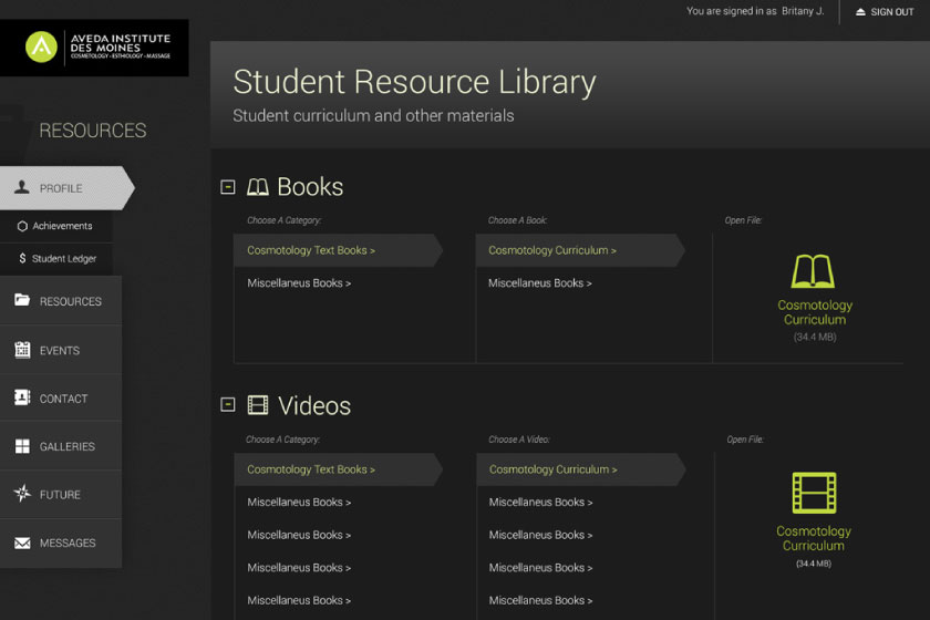 Aveda Institute - Connect Student Portal